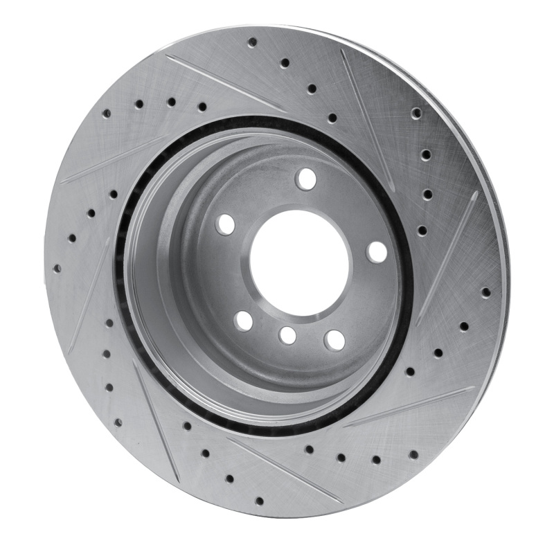 BMW 135I Brake Rotor (1) - Rear Left - R1 Concepts - Drilled & Slotted - Silver - `08-`13